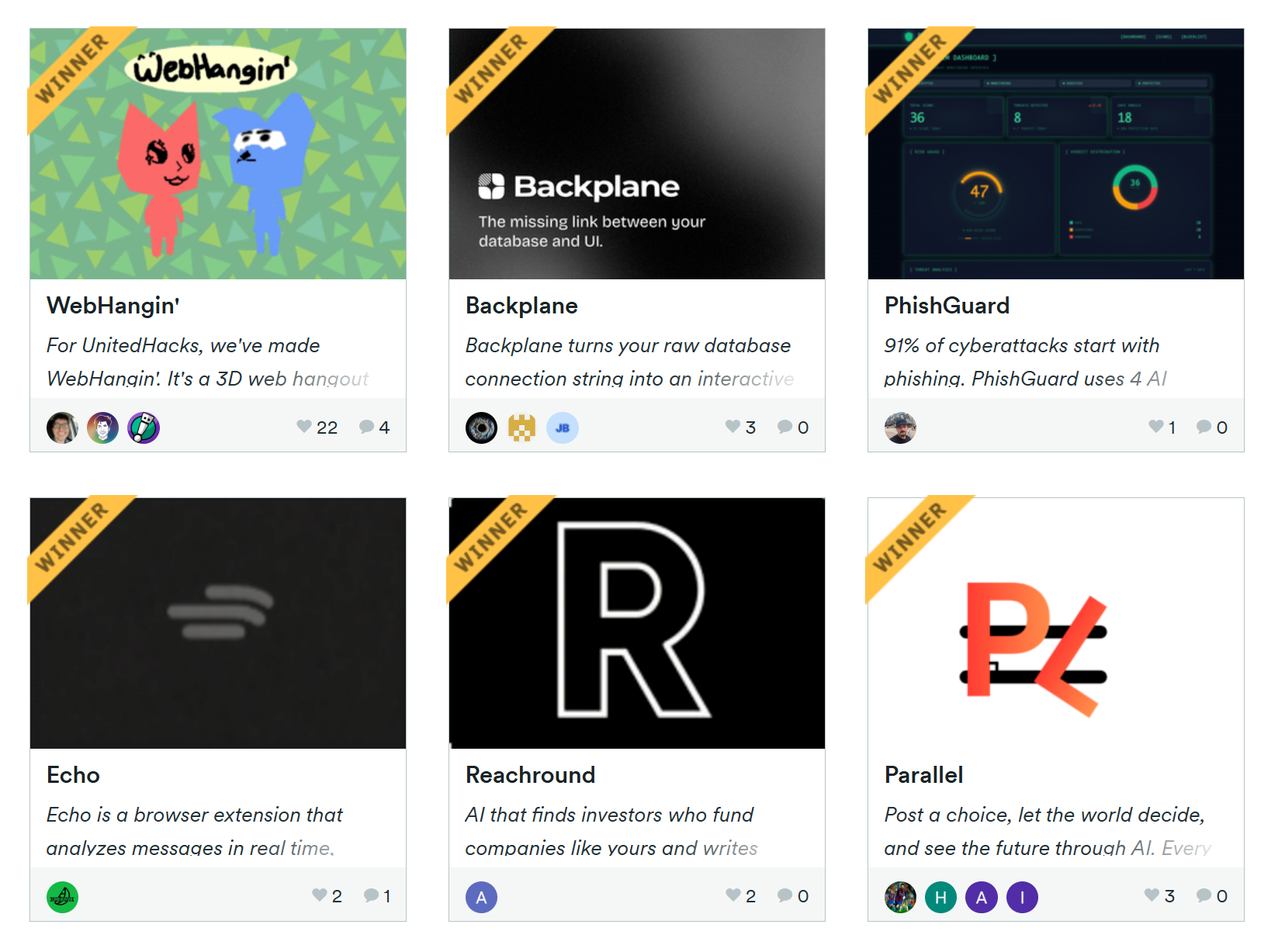 United Hacks V6 winning projects